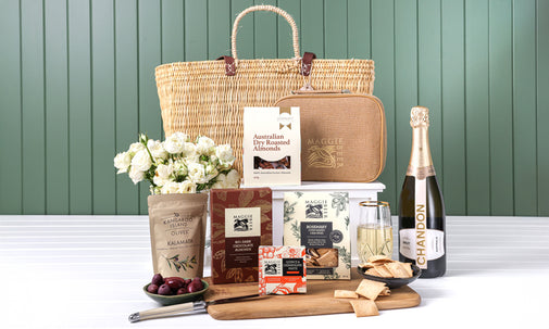 Large French Market Basket Gourmet Picnic Hamper with Chandon