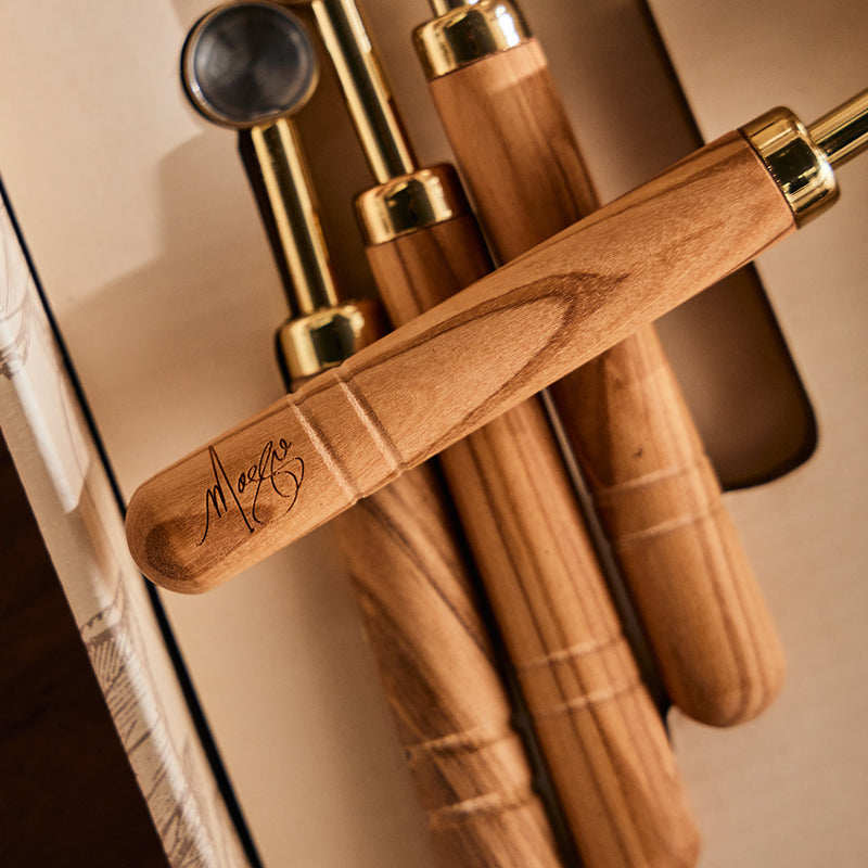 Brass Measuring Spoons with Olive Wood Handles - 4 Set