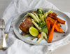 Coconut Salmon with Sweet Potato Wedges and Green Mango Salad Recipe