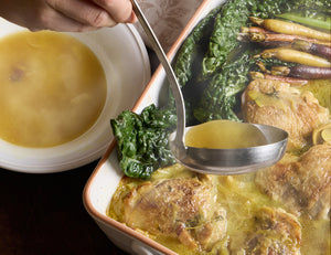 Crispy Chicken Thighs with Leek, Pancetta, and Herbs Recipe
