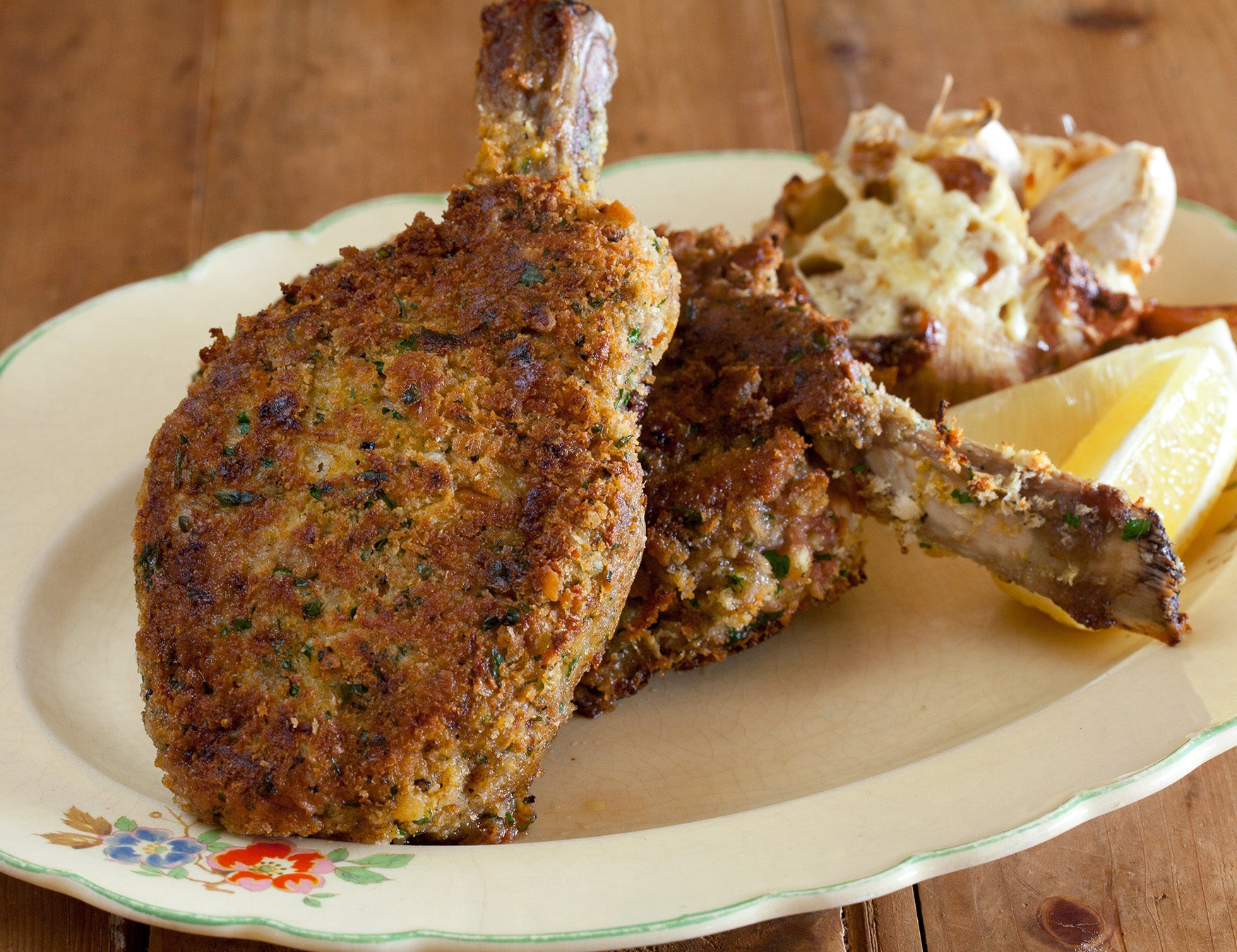 Crumbed Veal Cutlet Recipe with Garlic Mascarpone