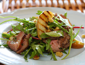 Duck Salad with Grilled Pear, Rocket and Red Wine Vinaigrette Recipe