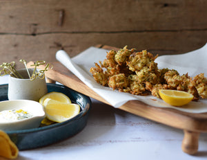 Dukkah and Zucchini Fritters with Tarragon Yoghurt Dressing Recipe
