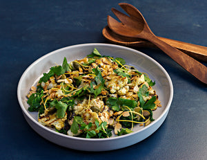 Grilled Cauliflower with Almonds, Kale and Currants Recipe