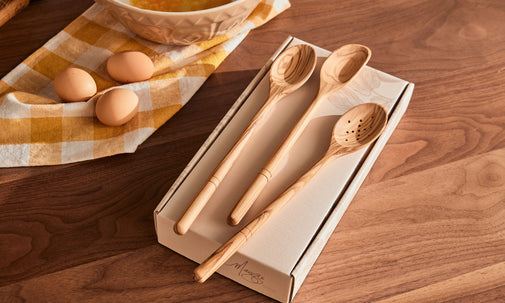 Italian Olive Wood Wooden Spoon Set of 3
