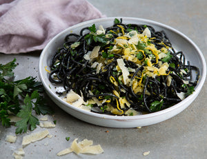 Lemon, Garlic and Parmesan Squid Ink Pasta Recipe