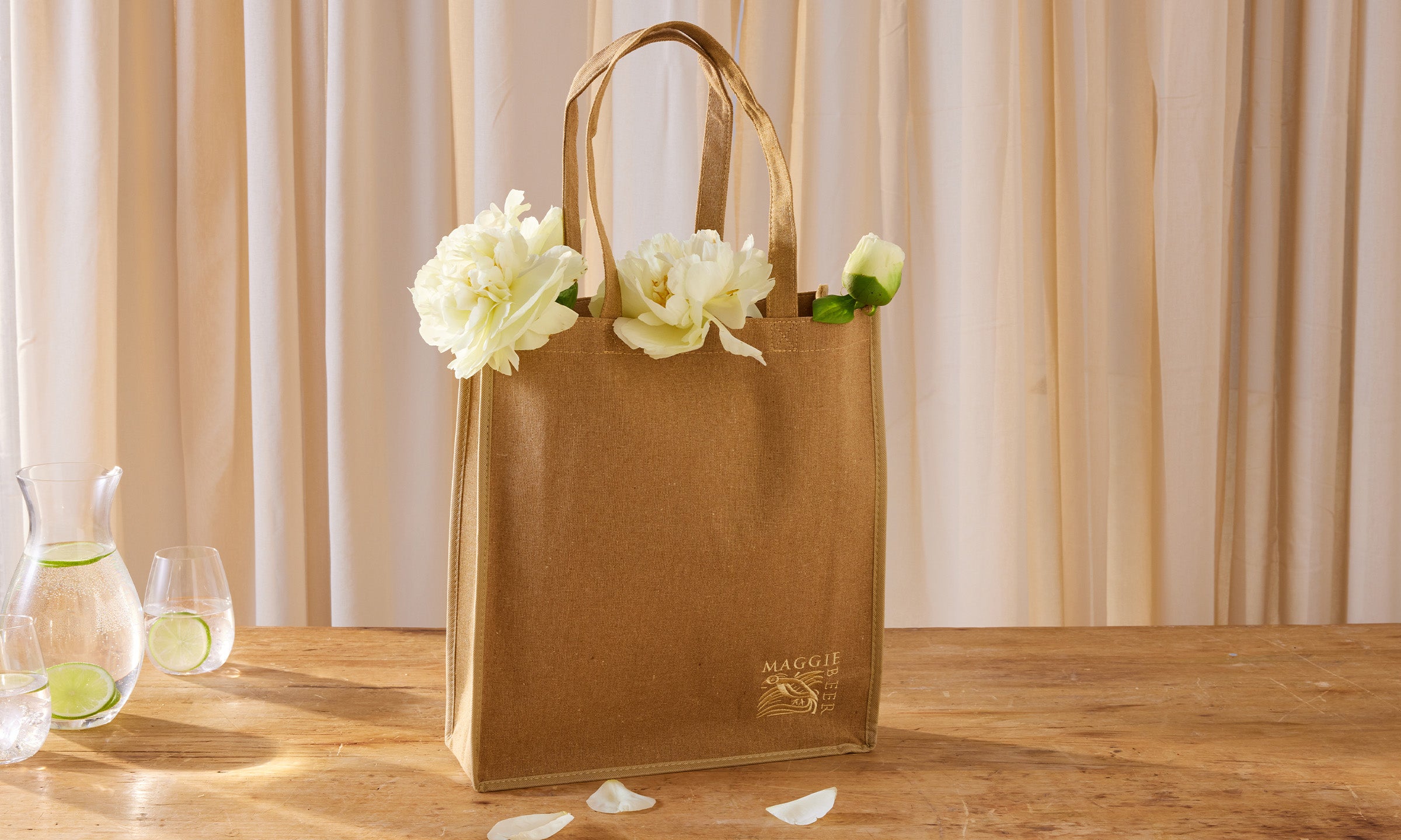 Maggie Beer Tote Bag in Natural Sandy Beige