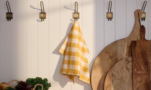Maggie Living: Burnt Yellow Woven Gingham Tea Towel