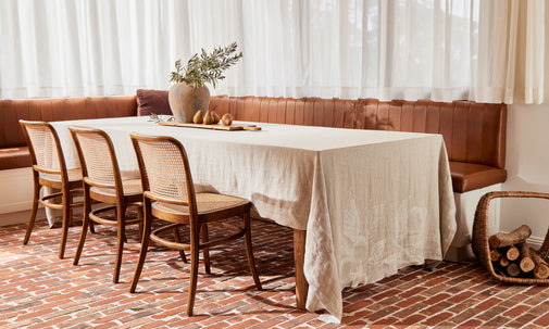 Maggie Living: French Linen Tablecloth With Jacquard Detailing