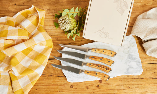 Maggie Living: Steak Knives in Olive Wood (Set of 4)