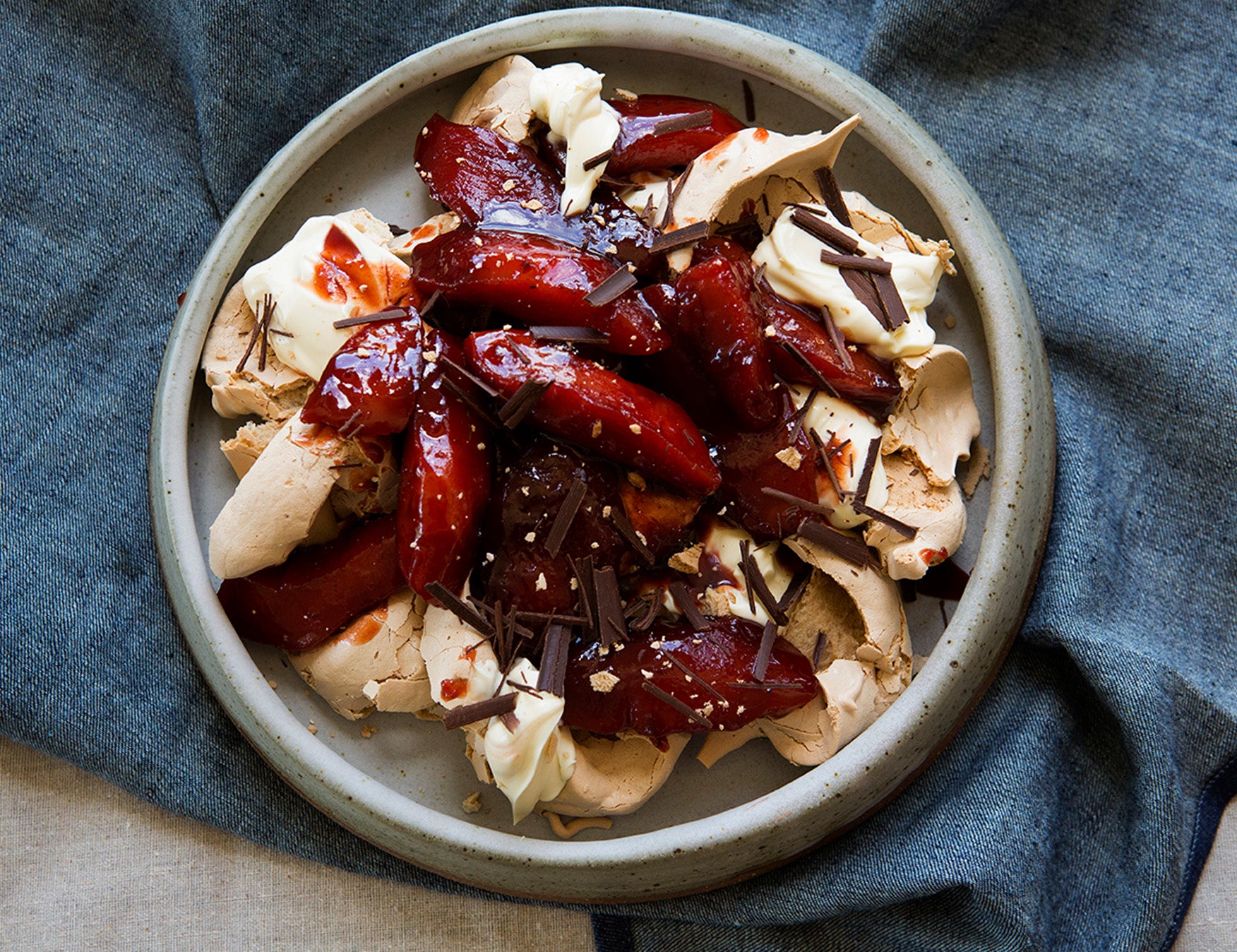 Poached Quince in Verjuice with Brown Sugar Meringues Recipe