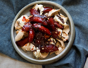 Poached Quince in Verjuice with Brown Sugar Meringues Recipe
