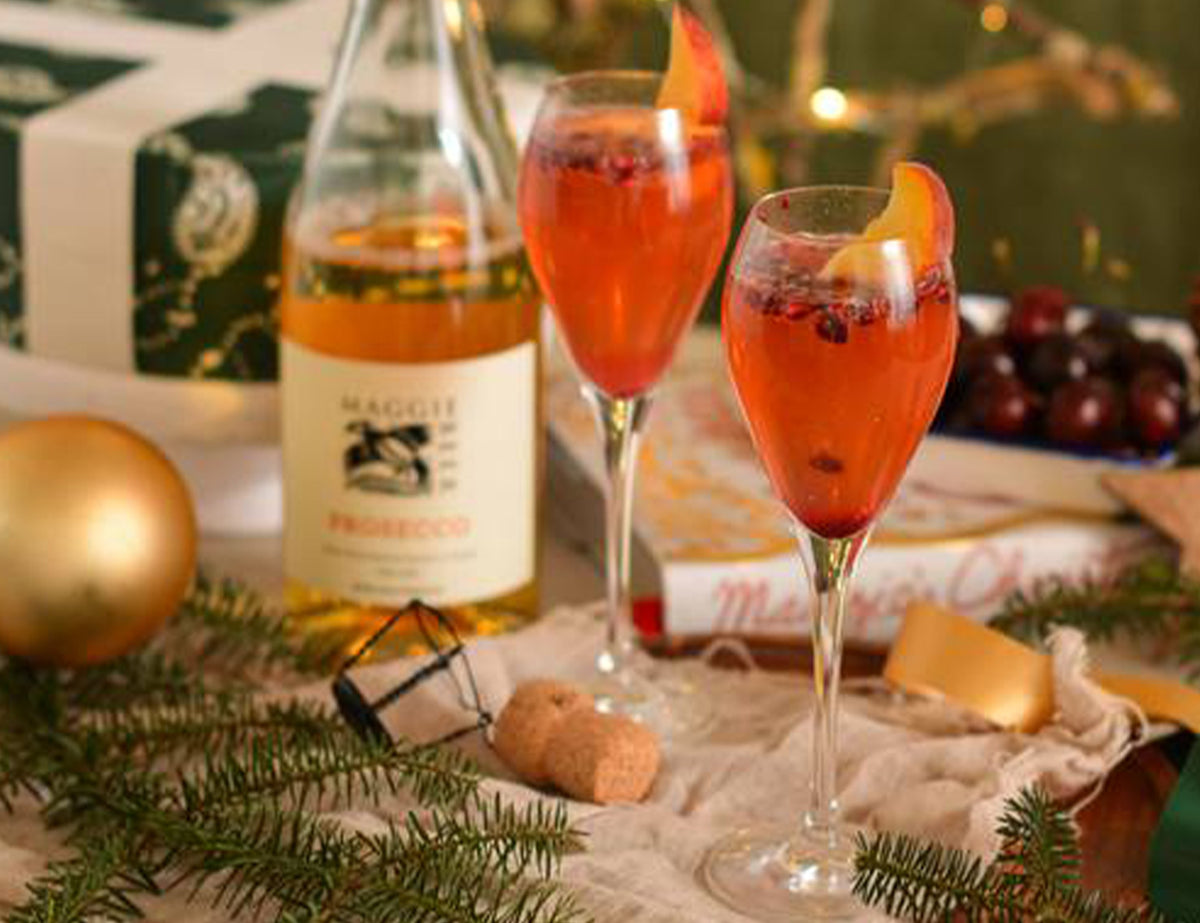 Prosecco, Pomegranate & Peach Mocktail Recipe