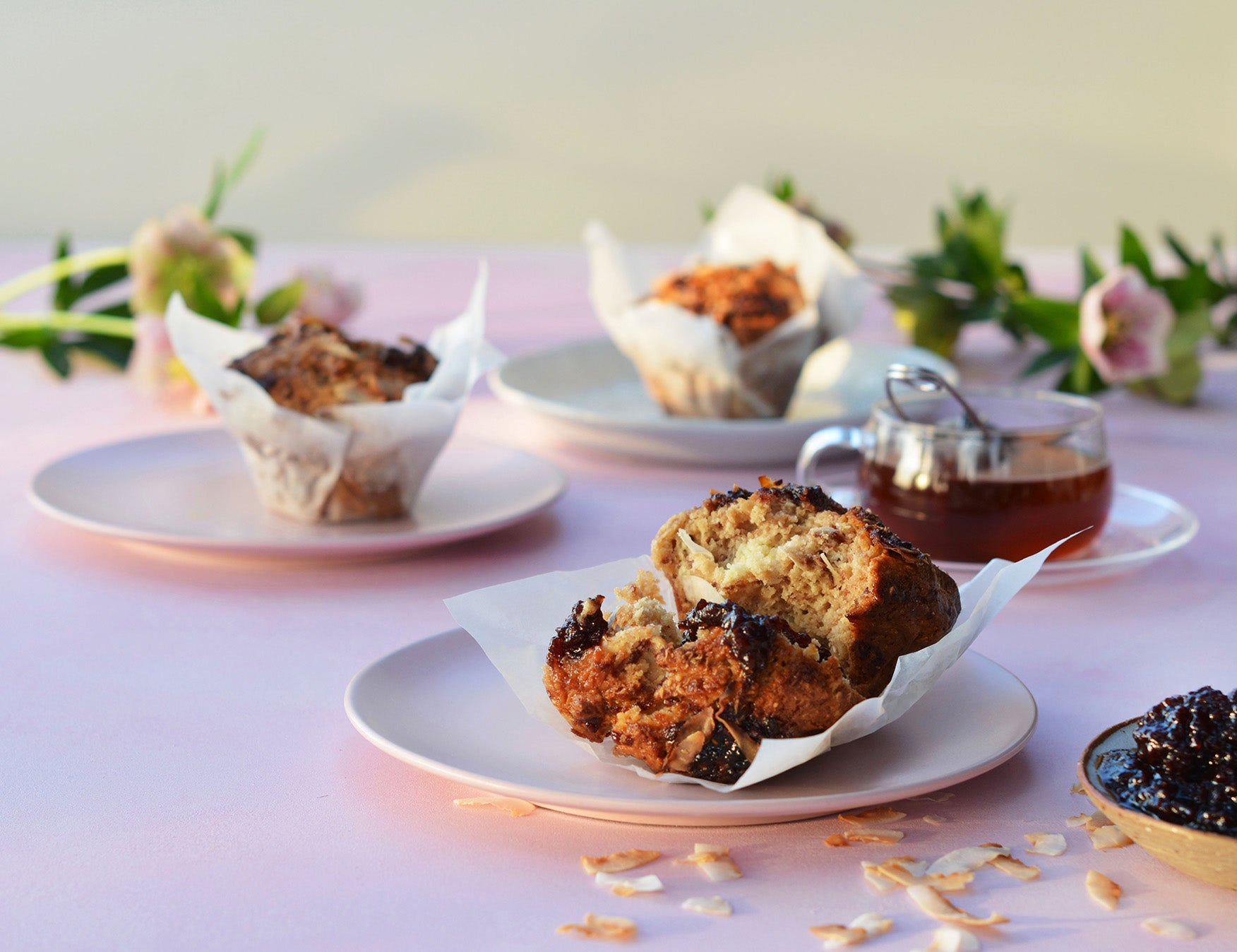 Raspberry, Pomegranate and Coconut Muffins Recipe