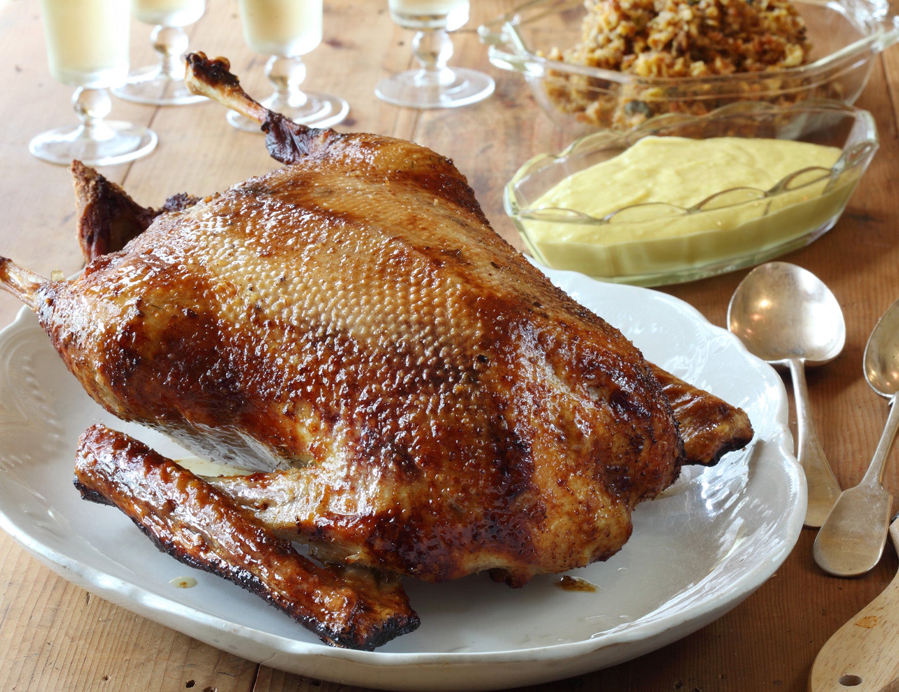 Roast Goose with Apple, Onion and Sage Stuffing Recipe
