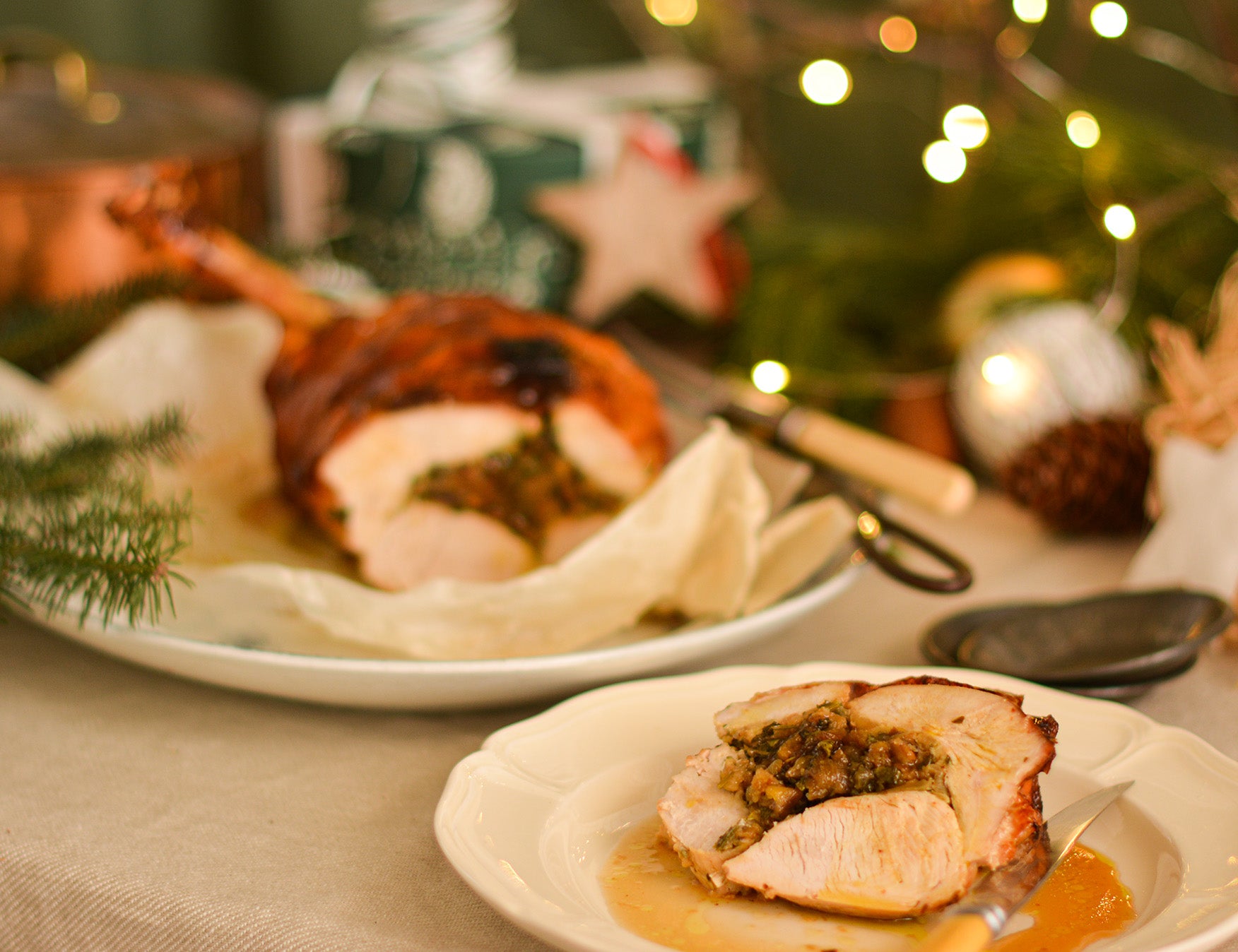 Roast Turkey Breast with Herb & Spiced Pear Paste Stuffing Recipe