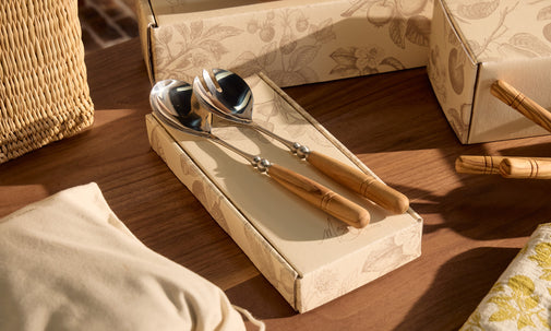 Salad Servers with Italian Olive Wood Handles