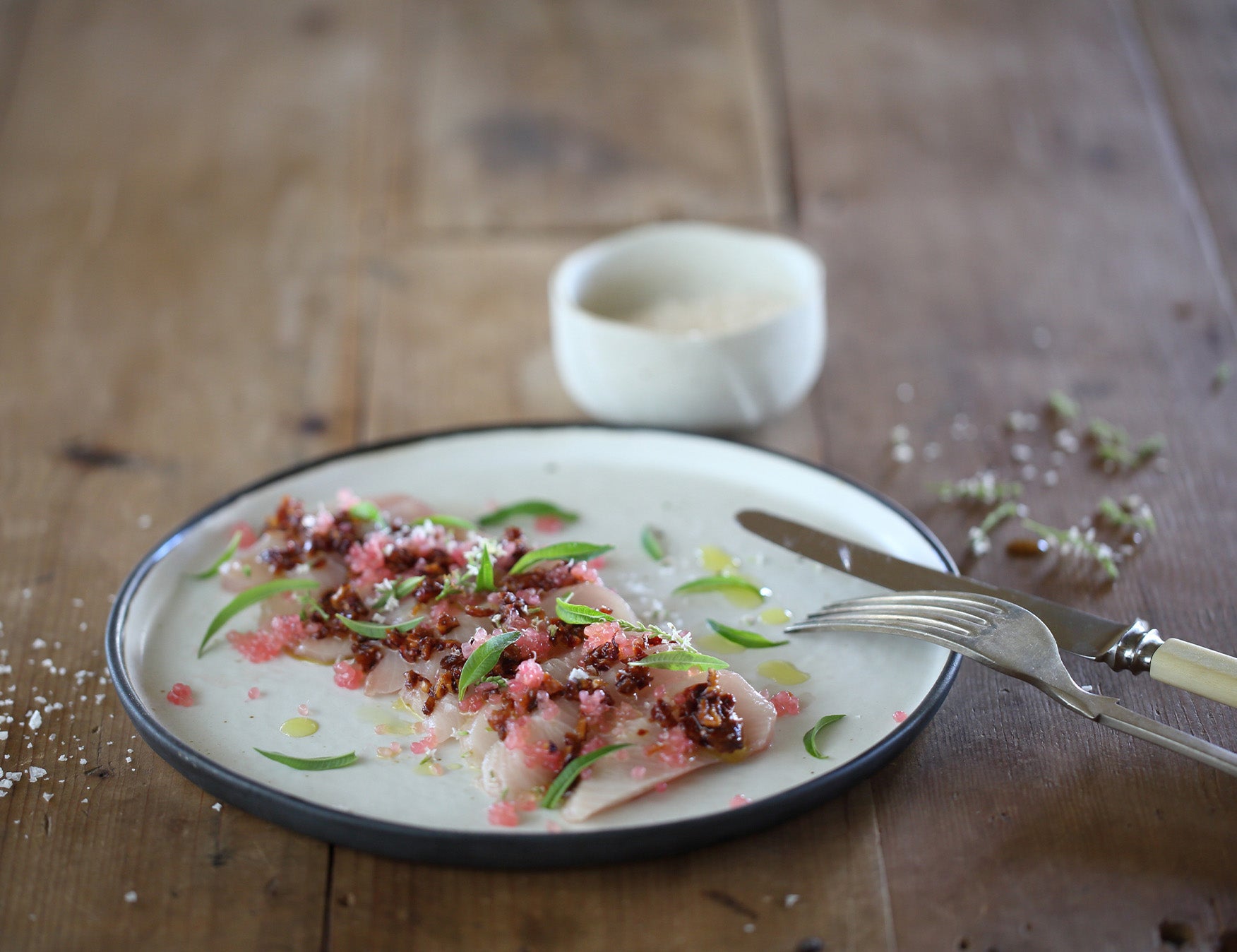 Sashimi of Kingfish with Quandong and Finger Limes Recipe