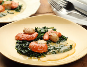 Scallops on Spinach with Verjuice Butter Sauce Recipe
