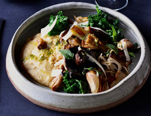 Soft Polenta with Mushrooms, Kale, Shallots and Nut Brown Butter Recipe