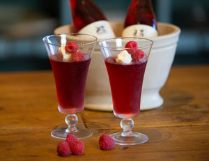 Sparkling Ruby Jelly with Raspberries & Crème Fraiche Recipe