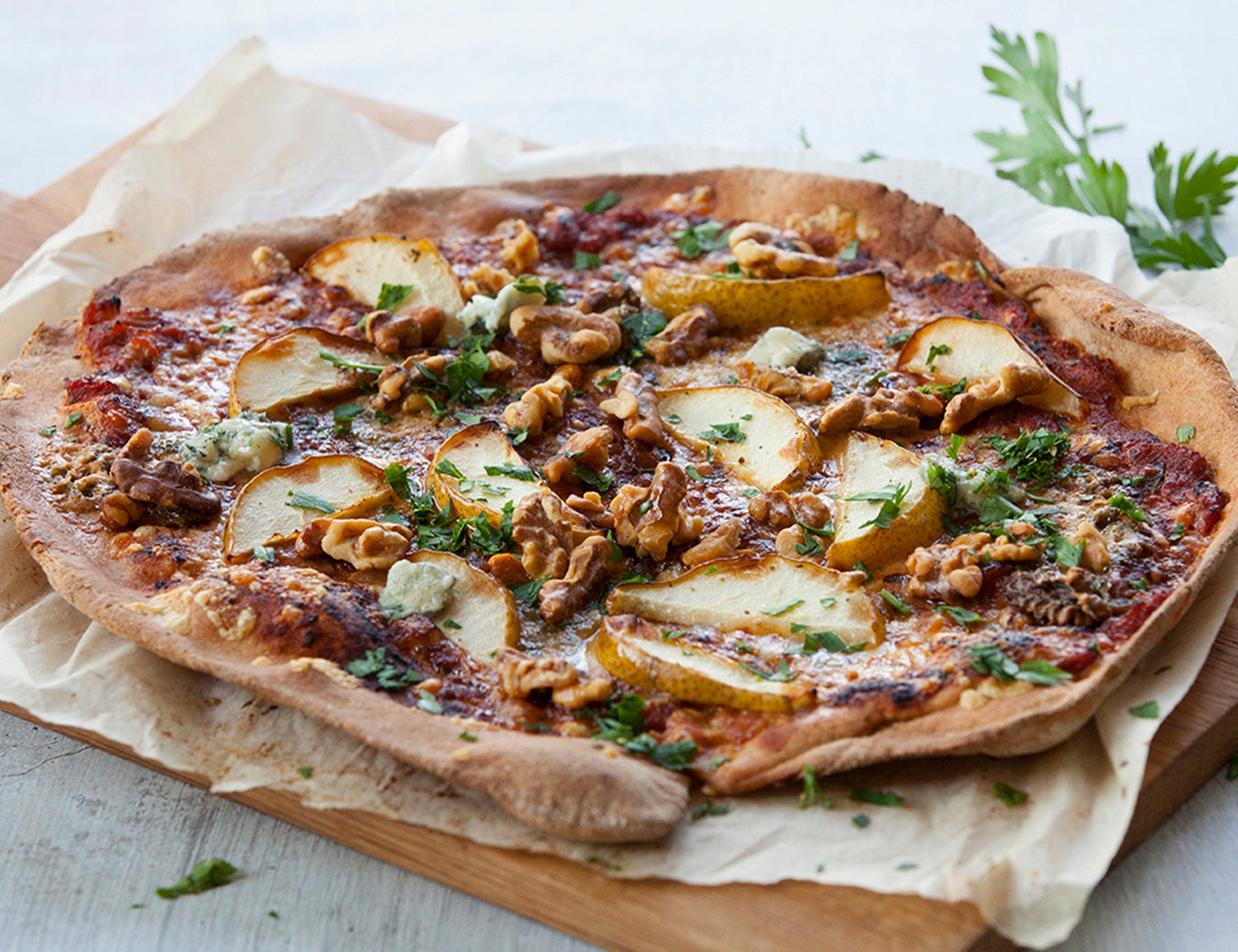 Spelt Pizza with Gorgonzola, Walnut and Pears Recipe