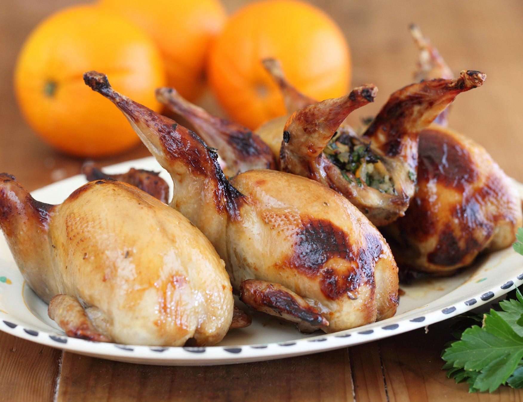 Stuffed Quail with Raisins, Orange and Herbs Recipe
