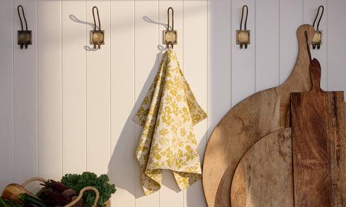 Maggie Living: Tea Towel With Burnt Lime Jacquard Detailing
